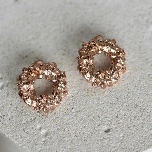Circle earrings Gold hoop earrings Modern earrings Handmade earrings Jeweler earrings Gift for her Modern Handmade Gold Circle Stud Earrings
