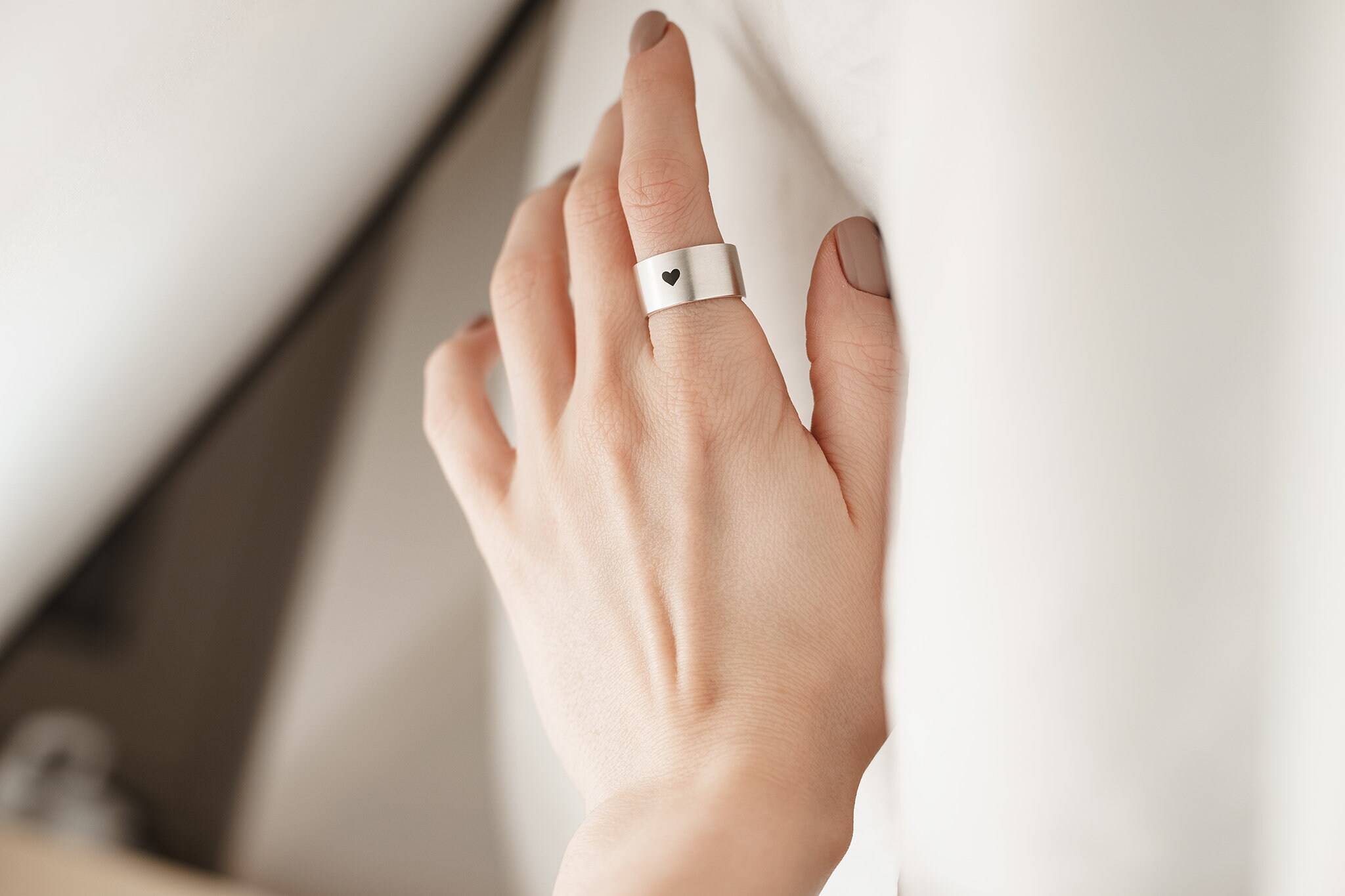 Anello Filo Rosso Del Destino Anello Di Coppia Battito Cardiaco 'Ti Amo' - Fede Promessa In Titanio, Taglie Da 4 A 14, Set Abbinato Fedine Argento