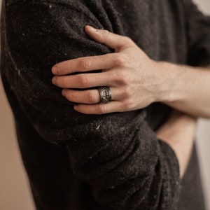 Thunderstorm ring Blackened silver ring Mens ring Wide silver ring Dark silver ring Storm ring Ring with holes Big silver ring Unusual ring image 5