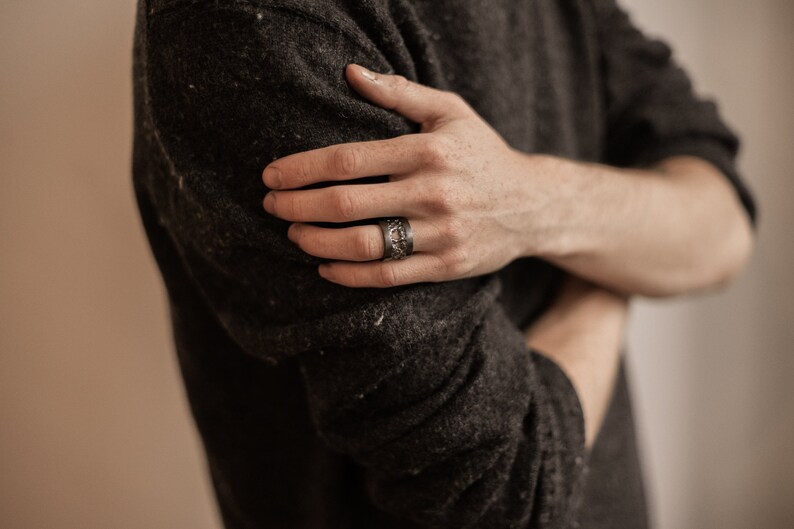 Thunderstorm ring Blackened silver ring Mens ring Wide silver ring Dark silver ring Storm ring Ring with holes Big silver ring Unusual ring image 5