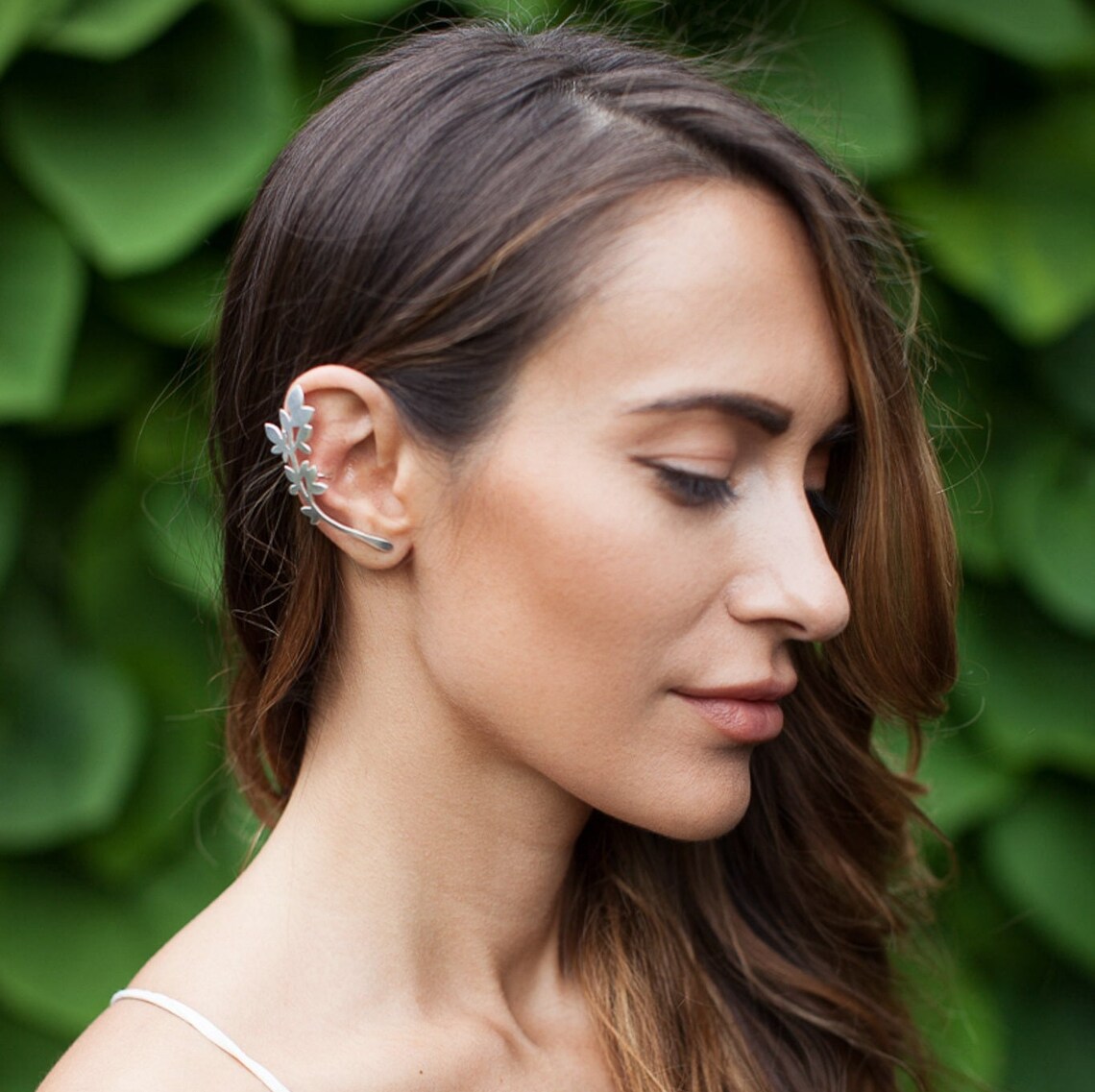 Mono Earcuff Leaf Earcuff Mono Earring Long Earcuff Unique Etsy