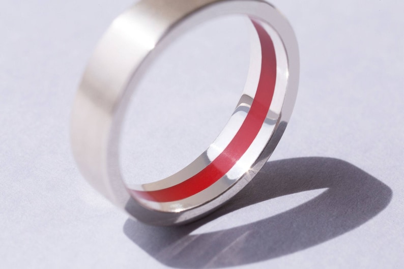 Secret Red String of Fate Engagement rings Line ring Stripe Etsy