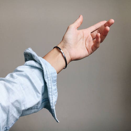 Black bracelet Minimal bracelet Lava bracelet shops Thin bracelet Cuff bracelet Simple bracelet Mens bracelet Unisex bracelet Silver bracelet
