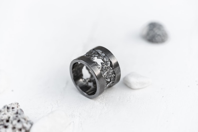 Thunderstorm ring Blackened silver ring Mens ring Wide silver ring Dark silver ring Storm ring Ring with holes Big silver ring Unusual ring image 2