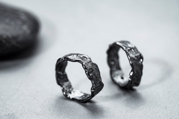 Wikinger Ehering Silber schwarzer Ring Asteroid Ringe Schwarze