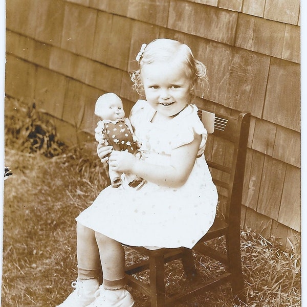 RESERVED FOR MERISSA - Girl with Doll Photograph, c. 1930