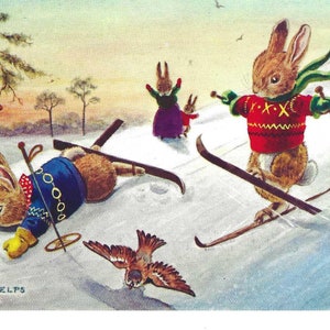 Cartão postal assinado pelo artista Fun on Skis, c. 1960