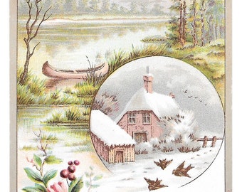 RESERVED FOR ADRIENNE - Landscapes Thread Trade Card, c. 1880