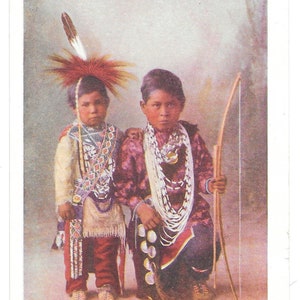 Sac and Fox Nation Boys Photo Postcard, 1905