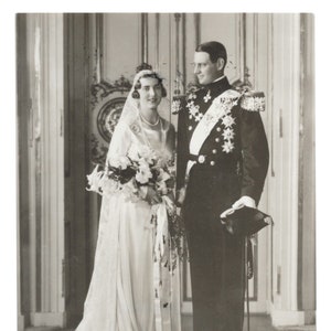 Postal fotográfica de la boda real danesa, c. 1930