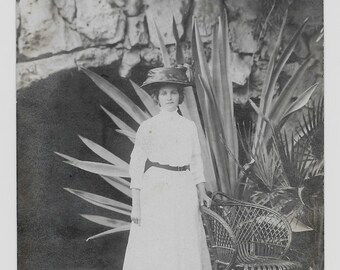 Woman with Agave Plant Photo Postcard, c. 1910