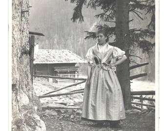 Italian Alpine Lady Photo Postcard, c. 1910