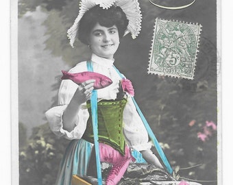 RESERVADO PARA ANGELA - Hermosa postal fotográfica del Día de los Inocentes en Francia, 1907