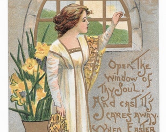 Griggs Daffodil Lady Easter Postcard, 1910