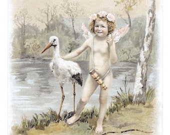 RESERVADO-PARA-LEE-Postal de Cupido y Cigüeña, c. 1910