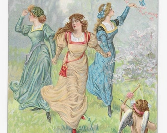 RESERVED FOR ADRIENNE - Cupid's Dart Art Postcard, 1912