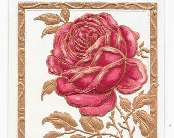 RESERVED FOR ADRIENNE - Gilded Rose Birthday Postcard, c. 1910