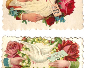 ヴィクトリア朝時代の花柄バースデーカード、1880年頃 - Etsy 日本