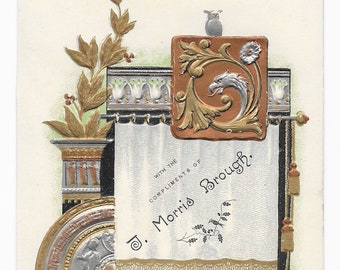 RESERVED FOR ADRIENNE - Victorian Metallic Printed Card, c. 1880