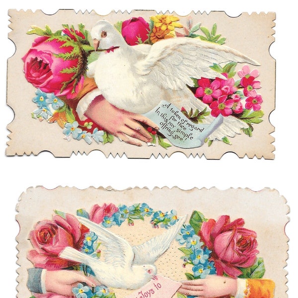 Pair of Die-cut Dove Calling Cards, c. 1880