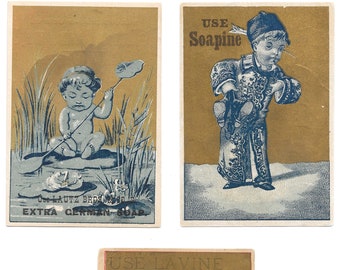 Lot of Three Soap Trade Cards, c. 1880