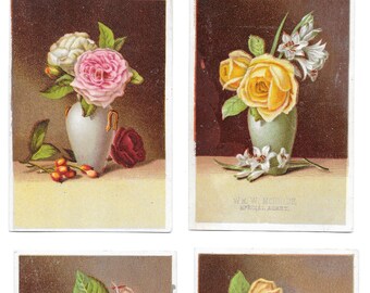 RESERVED FOR ANGELA - Lot of Four Victorian Rose Album Cards, c. 1880