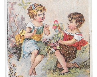 RESERVIERT FÜR ADRIENNE – Floral Kids Pearline Soap Trade Card, ca. 1880