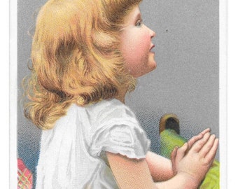 Niagara Starch Prayerful Child Trade Card, c. 1880