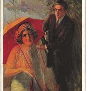Cartão postal "Fale comigo" assinado pelo artista, 1914