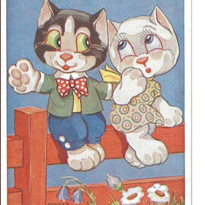 RESERVADO PARA TATIANA - Postal de gatos "Eres el único" firmada por el artista, c. 1935