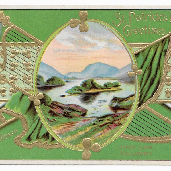 Killarney Pipes St Patrick's Day Postcard, c. 1910