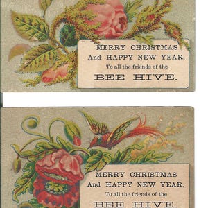 RÉSERVÉ À BRENDA - Paire de cartes postales florales des grands magasins Bee Hive, v. 1880