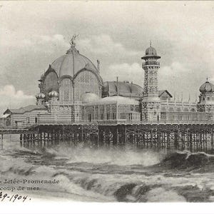 RESERVIERT FÜR ADRIENNE - Nizza, Frankreich Jetee with Waves Photo Postkarte, 1904