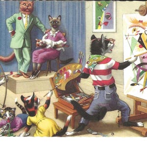 RISERVATO A TATIANA - Cartolina "Gatti di Magonza e il ritrattista", 1967