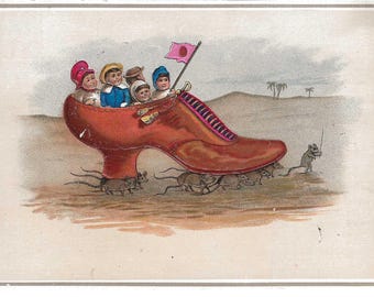 RESERVED FOR TATIANA - Victorian Desert Expedition in a Shoe Album Card, c. 1880