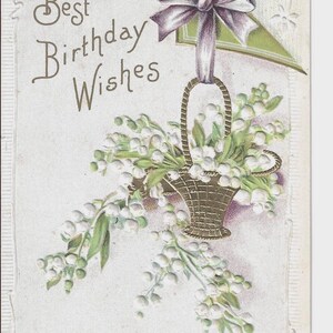Maiglöckchen Geburtstag Postkarte, c. Um 1910