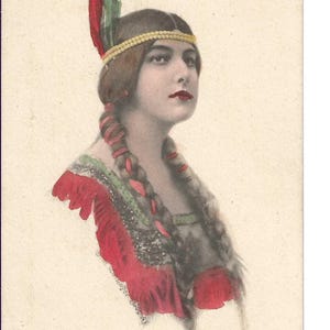 Piękna Indianka Amerykanka z Warkoczami Pocztówka, 1911
