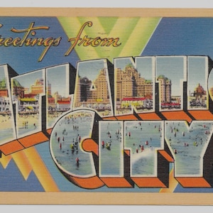 Atlantic City Big Letters Greeting Postcard, 1948