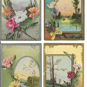 RISERVATO A MANUELA - Set di quattro cartoline con paesaggi floreali, 1912-14