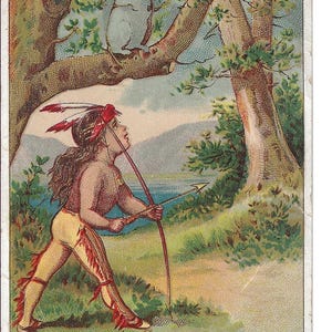 RESERVED FOR TATIANA - Bow and Arrow Boy Cafe Trade Card, c. 1880