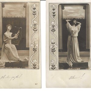 Paar klassieke damesfotokaarten, ca. 1905