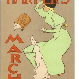 REPRO Carte postale de couverture de magazine Harper's La Dame au lapin, 1983