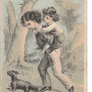 Huckepack RIde Kaufhaus Trade Card, c. Um 1880