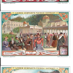 Satz von drei Liebig Spa Trade Cards, c. Um 1900