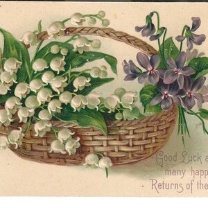 Blumenkorb-Geburtstags-Postkarte, c. Um 1910