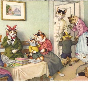 Cartão postal Mainzer Cats no dentista, c. 1950