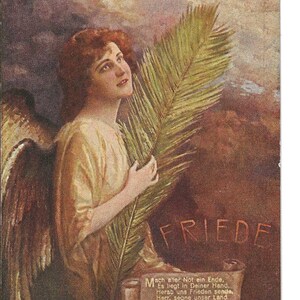 RÉSERVÉ À MANUELA - Carte postale allemande de la Première Guerre mondiale, ange de la paix, v. 1919