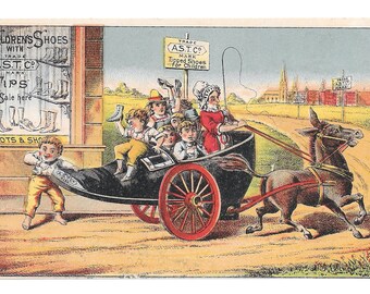 Kinderschuhwagen-Handelskarte, c. Um 1880