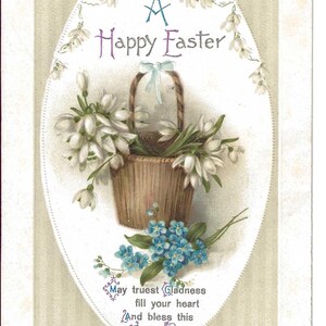 Cesto di bucaneve, cartolina di Pasqua, c. 1910