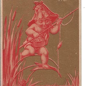 Tarjeta comercial de ropa de pescador Sprite, c. 1880